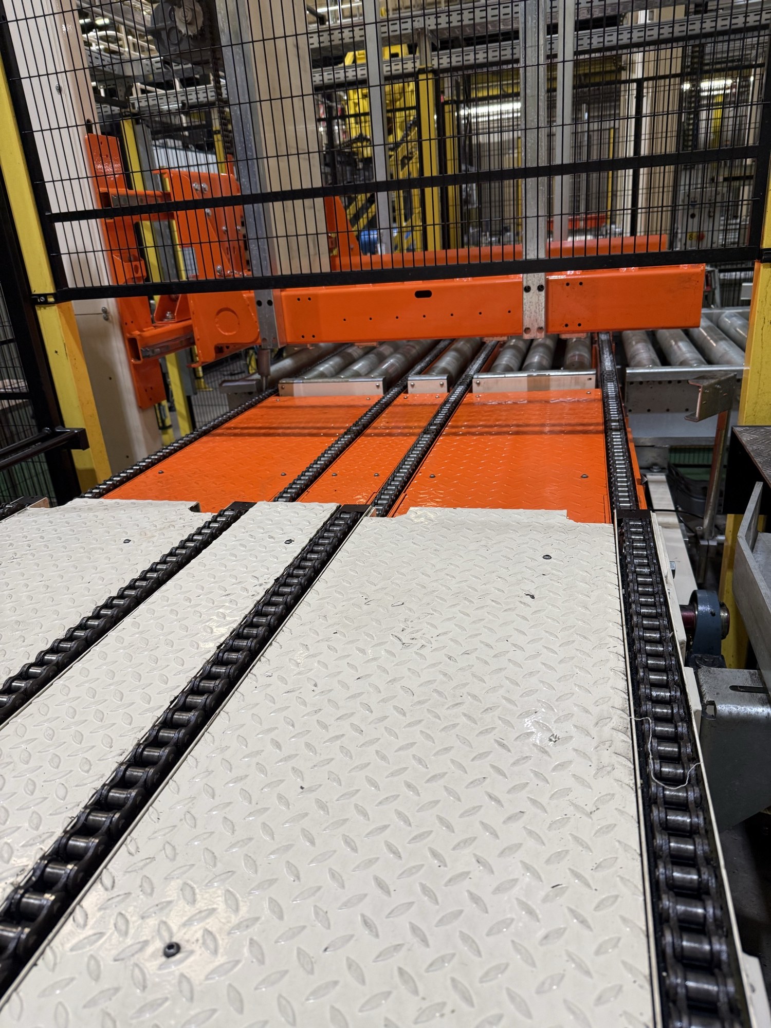 Industrial production line conveyor cleaning
